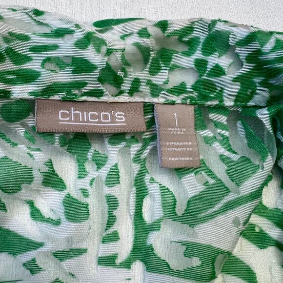 Chico's Women's Zebra Print Lightweight Sheer Mesh Jacket Neon Green Size 1 - Picture 8 of 9